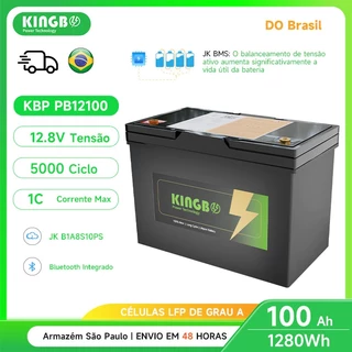 Kingbo Power 12.8V 100AH Lifepo4 Bateria para Sistema Solar Off-grid Veículo Elétrico Bluetooth Integrado JK BMS