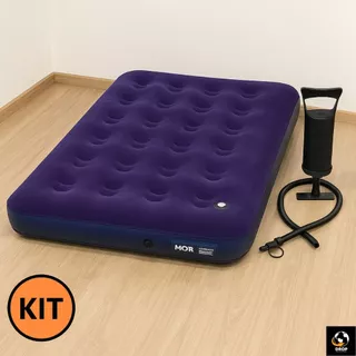 Colchão Inflável Suporta 300kg Casal Camping + Bomba de Ar Manual solteiro kit colchão