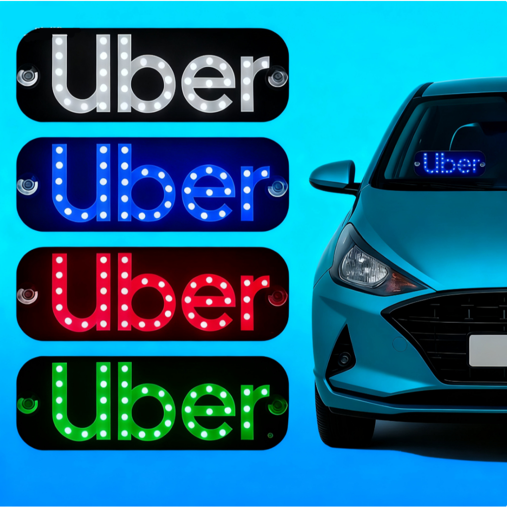 Placa Para Carro Led Letreiro Motorista De Aplicativo Uber | Shopee Brasil