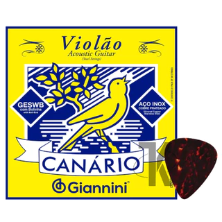 Encordoamento Canário by Giannini Para Violão C/ Bolinha - Aço / Náilon + Palheta em Oferta na Shopee