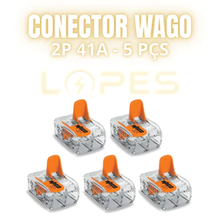 KIT 5 Conector Wago 41a Emenda 2 Fios 6mm Wago 221-612 Cor Laranja