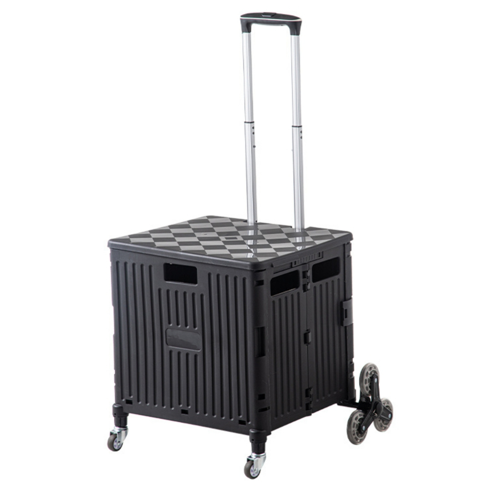 Carrinho Dobrável Multiuso Portátil Vira Maleta Cesto Feira Rodinhas 360 Para Subir Escadas