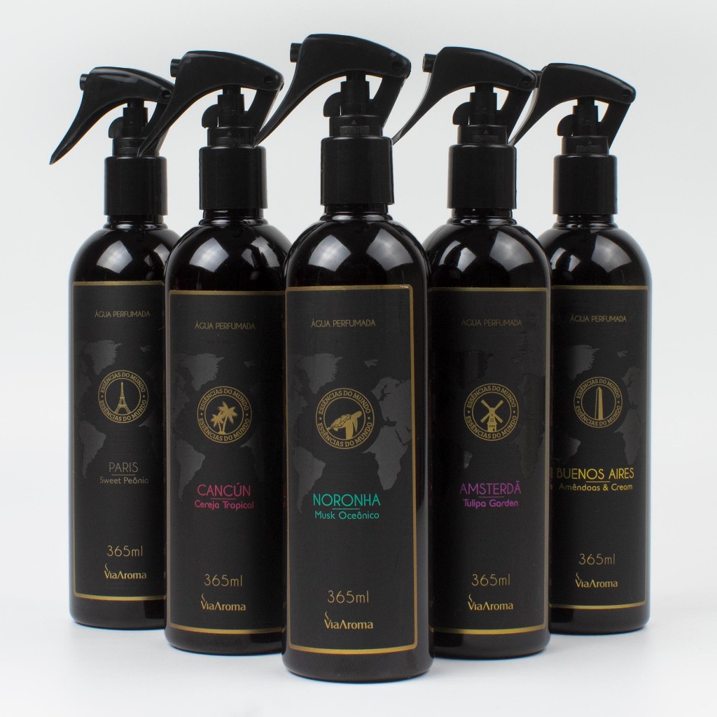 Água Perfumada para Tecidos Linha Mundo Via Aroma 365ml Diversas Fragrâncias