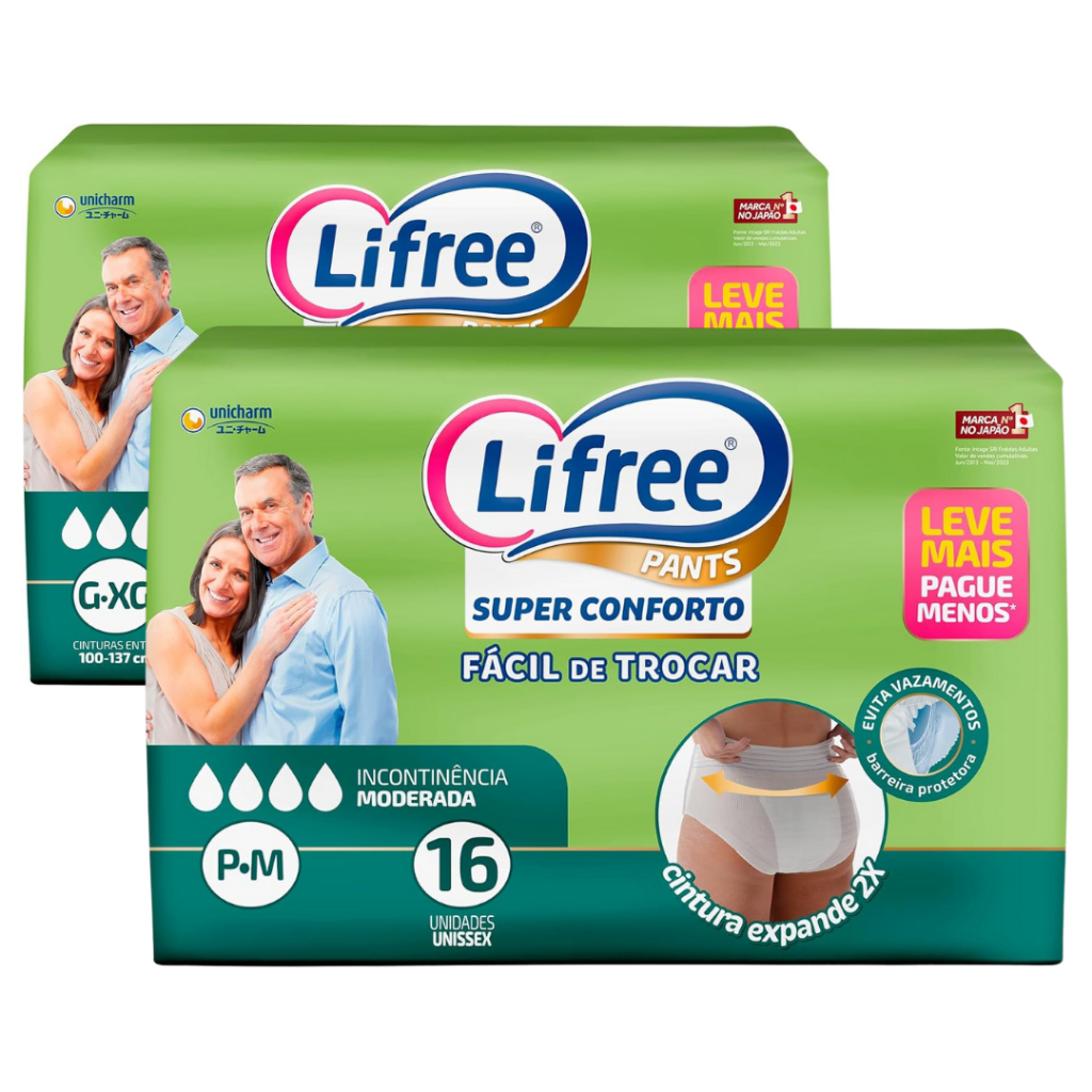Fralda Descartável Geriátrica Lifree Pants (Pós parto) - P/M, G/XG - 16 ...