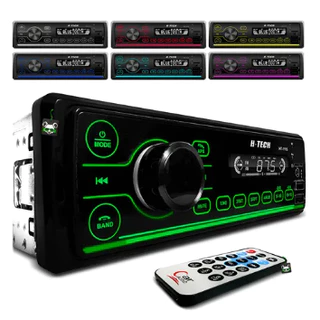 Aparelho Som Automotivo Rádio Blueooth 2 USB H-Tech 7 Cores Com Controle HT-1115