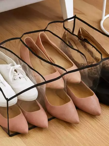 Kit Com 2 Organizador de Sapatos Guarda roupasTransparente com 5 nichos