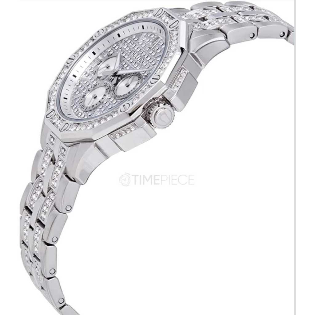 Relógio masculino Bulova Crystal Octava 96C134, aço inoxidável Com NF ...