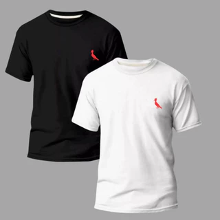 Kit 02 Camiseta Masculina Passarinho Vermelho Pica Pau Lançamento 100% Algodão Alta Qualidade