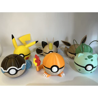 Pokebola Temática Pokemon Colecionável Decoração Quarto Pikachu Charmander Squirtle Eevee Miau