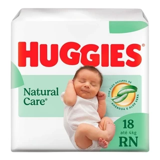 Fralda Huggies Natural Care RN Recém Nascido Premium 18 Unidades