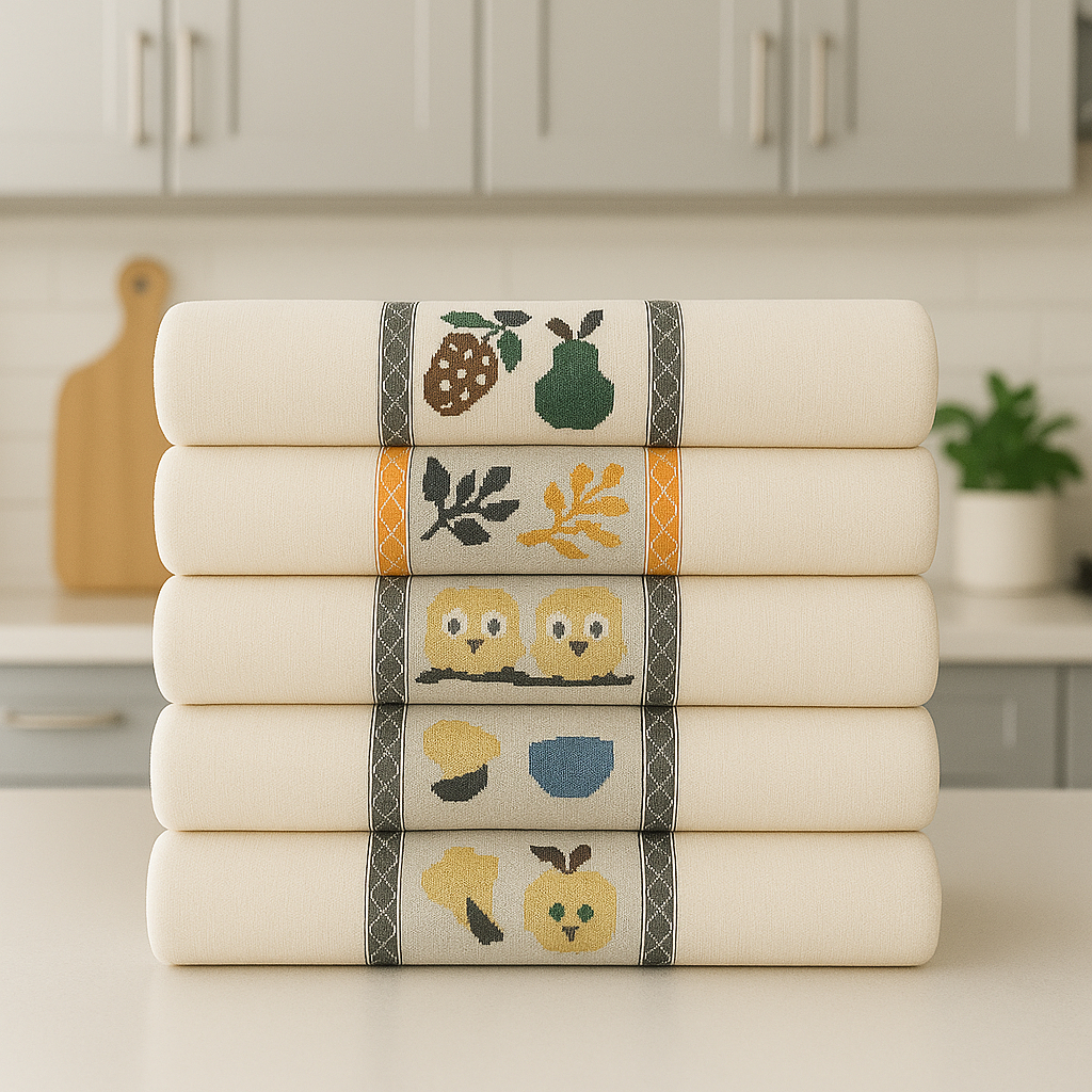 Kit 5 Panos de Prato Copa Jacquard para Cozinha Premium 40x65