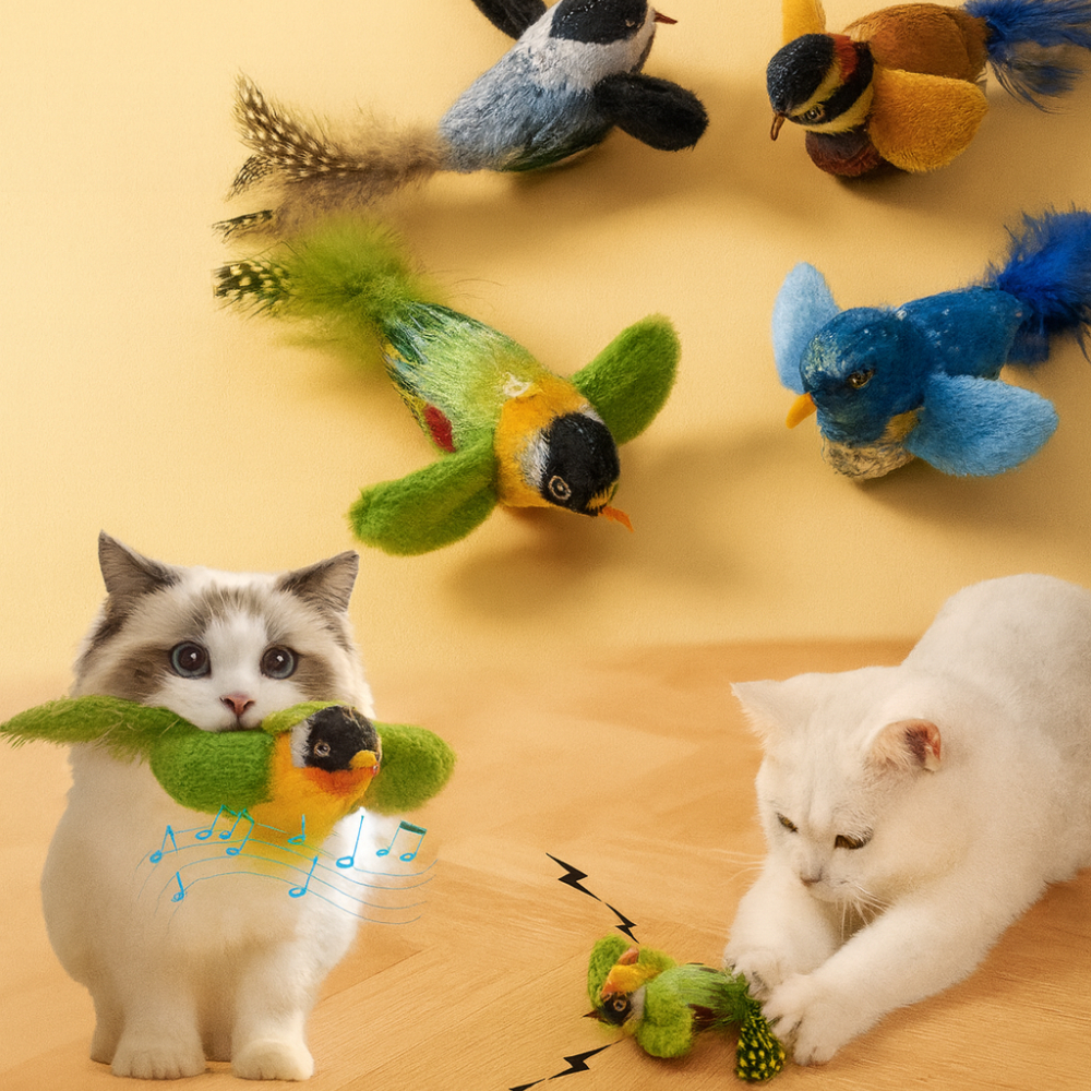 Brinquedo para Gatos Pássaro Interativo Som Realista Brinquedo Passaros ...