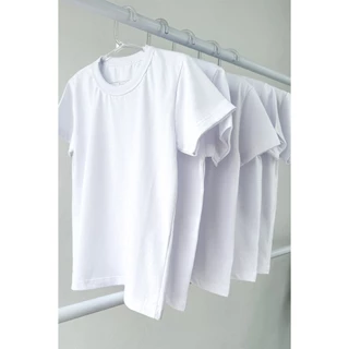 Kit 5 Camisetas Branca Lisas Meia Malha Manga Curta Infantil Atacado Unissex Menino e Menina