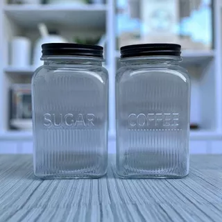 POTES DE ARMAZENAMENTO DE CAFÉ E AÇUCAR EM VIDRO PREMIUM 1,2 LITROS CADA