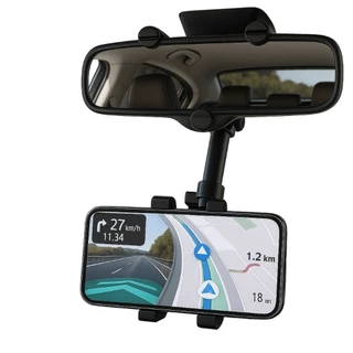Suporte celular carro giratório e retrátil -para espelho retrovisor ajuste de rotação de 360 graus