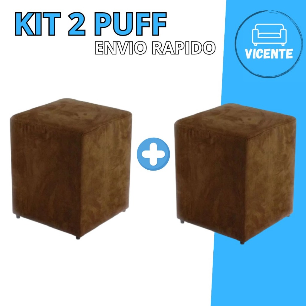 Kit 2 Puffs Quadrados Estofados - Acabamento Sofisticado e Durável