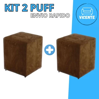Kit 2 Puffs Quadrados Estofados - Acabamento Sofisticado e Durável