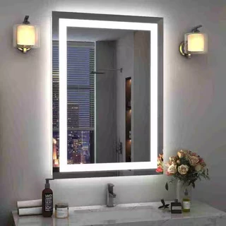Espelho Led Jateado Com Touch Para Banheiro e Decoração Led Frio e Quente