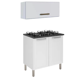 Kit Balcão de Aço Itatiaia Tarsila 2 Portas para Cooktop 4/5 Bocas Original e Armário aéreo