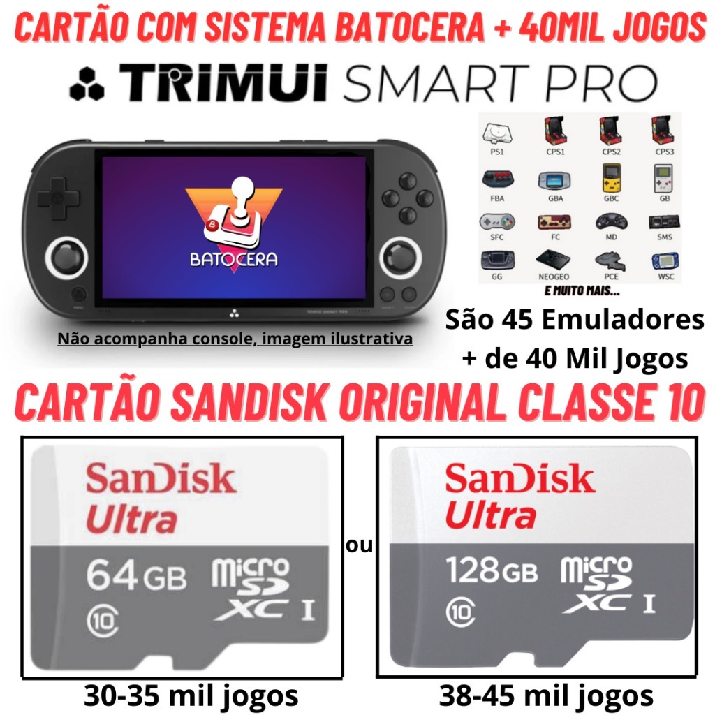 Cartão Original para Trimui Smart Pro com Sistema Crossmix e Roms
