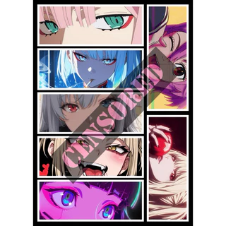 Kit 7 Adesivos WAIFUS Animes autocolante boku no hero death note cyber punk Zero Two