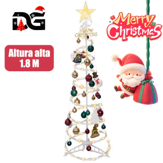 Árvore de Natal 1,8M Dobrável iluminada por LED com luzes e enfeites Árvore de Natal dobrável N10