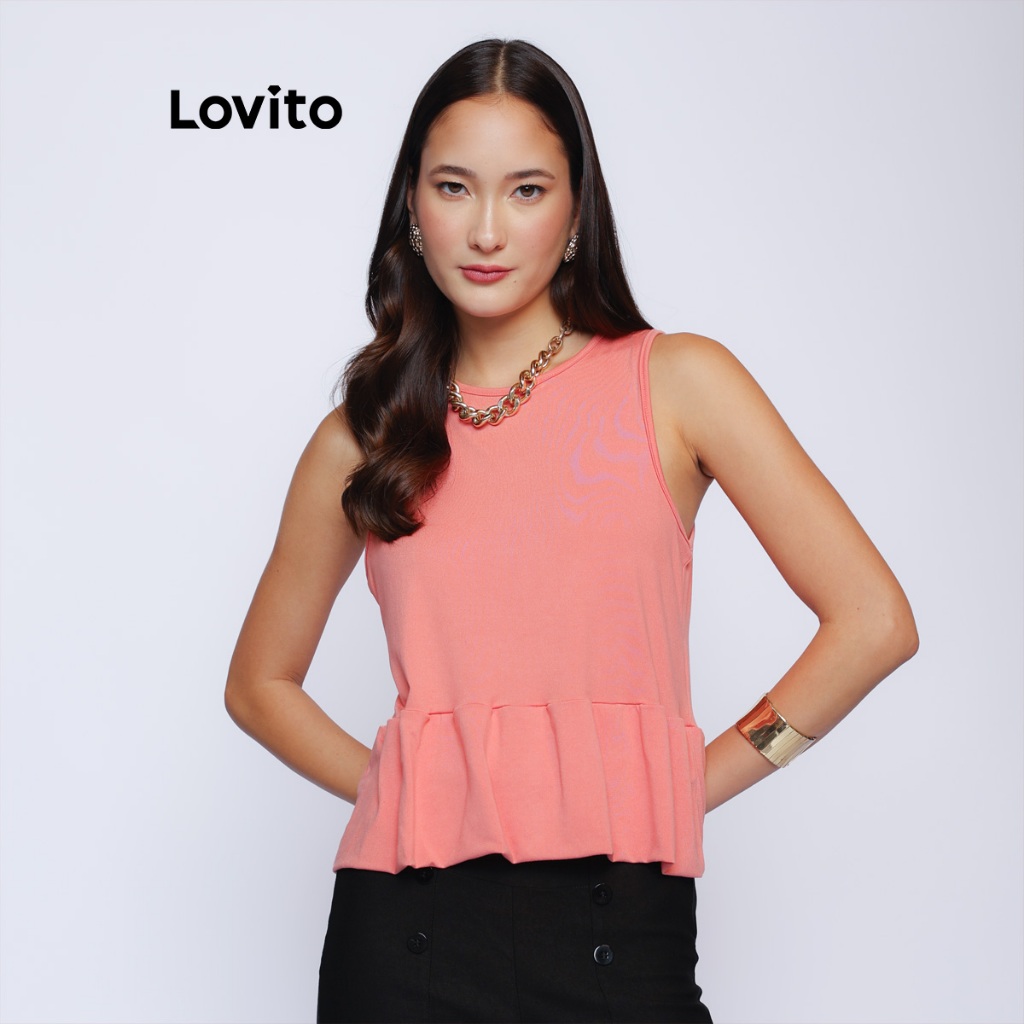Lovito Regata Peplum Lisa Moda Feminina LB987BRL1017