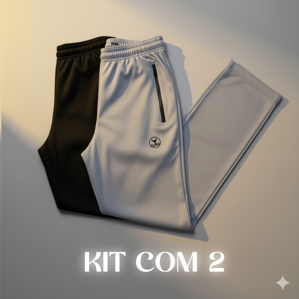 KIT Com 2 Calça Jogger Masculina Dry Fit Com Zíper Esportiva E Versátil Com Elastano Na Cintura