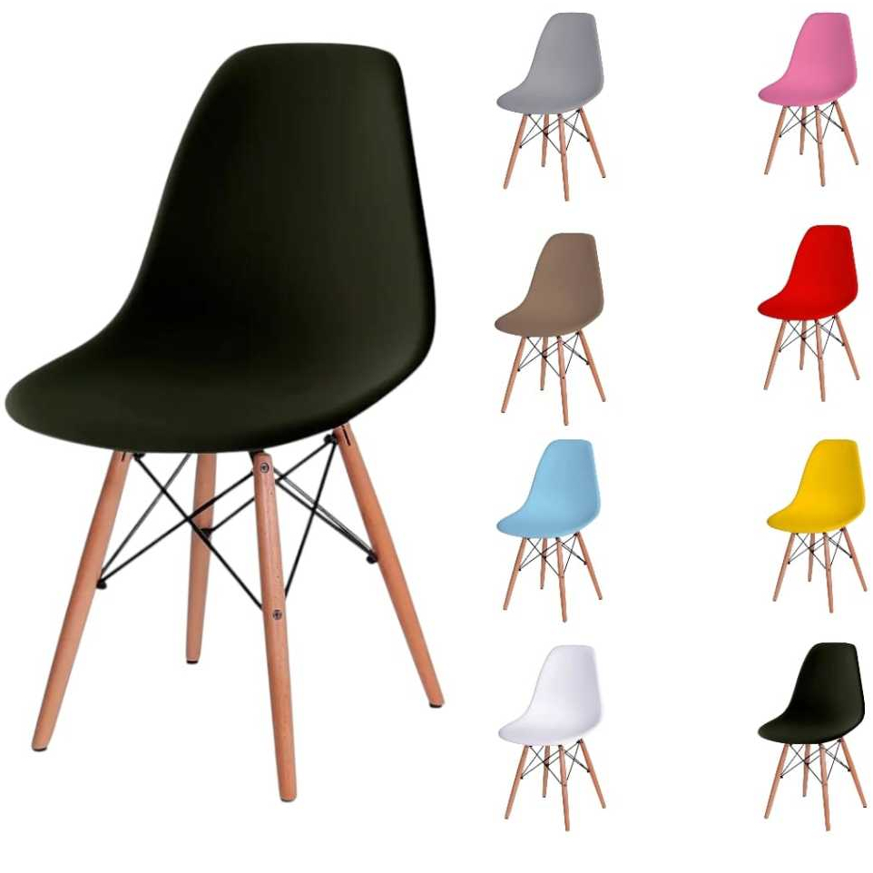 Cadeira Eames Eiffel Pés Em Madeira Escritório Cores Variadas
