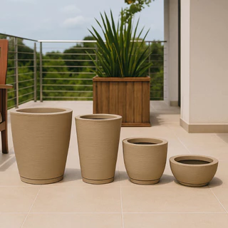 Kit 4 vasos para plantas polietileno decorativo texturizado vaso bojo cone bacia