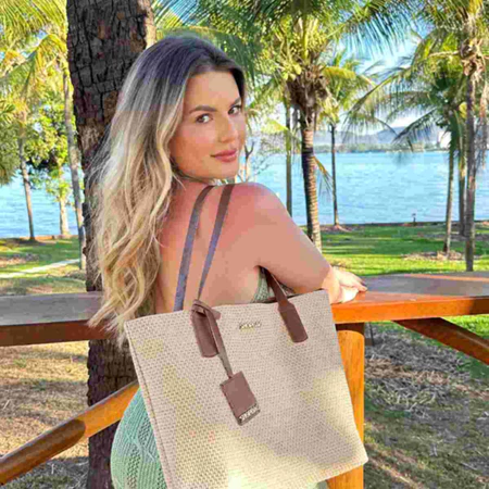 Bolsa feminina sacola grande shopbag palha california