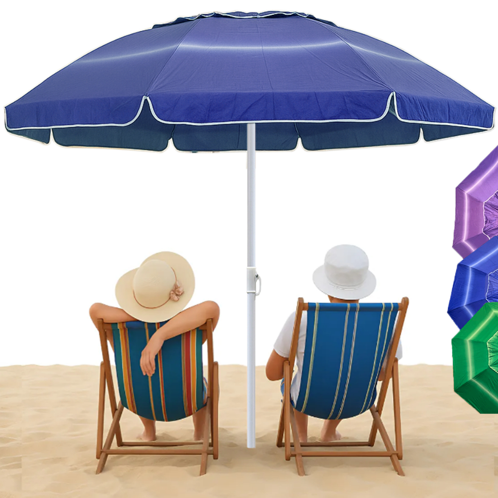 Guarda Sol Gigante 2,40m Uv Praia Piscina Respirável Verão Camping Incliável Reforçado Família Churrasco Giga