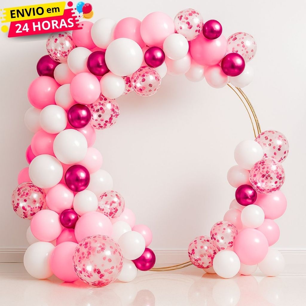 Kit 175 Balões Bexiga Rosa Claro + Branco + Cristal N°7 + (Confete ...