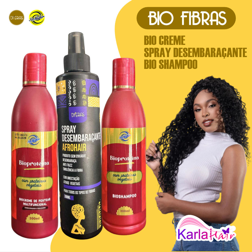 KIT de Tratamento,Cabelos Orgânico,Bio Fibra com Shampoo, Creme E BIO ...