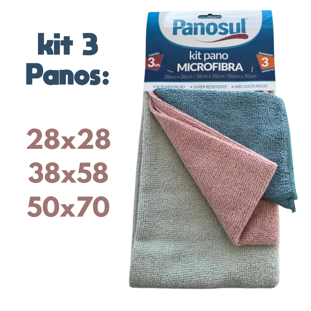 Kit 3 Pano Limpeza Microfibra Alta Absorção Pano de Chão e Móveis Não ...