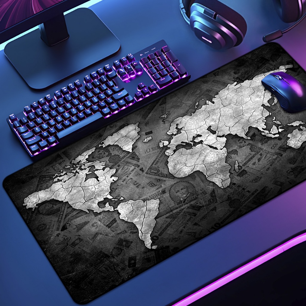 Mouse Pad Grande Mapa Mundi 65x30 70x35 80x35 90x40 90x50 120x60 ...