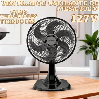 Ventilador Oscilante De Mesa 30Cm 127V Turbo 6 Pás Com 3 Velocidades Aplicável A Vários Cenários em Oferta na Shopee