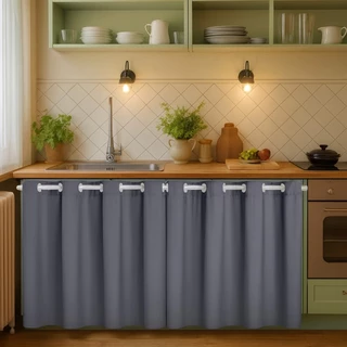 Cortina de Pia Cozinha PVC Impermeável Decorativa Fácil Limpeza Proteção Oculta Armário 1,40 m x 0,80 m