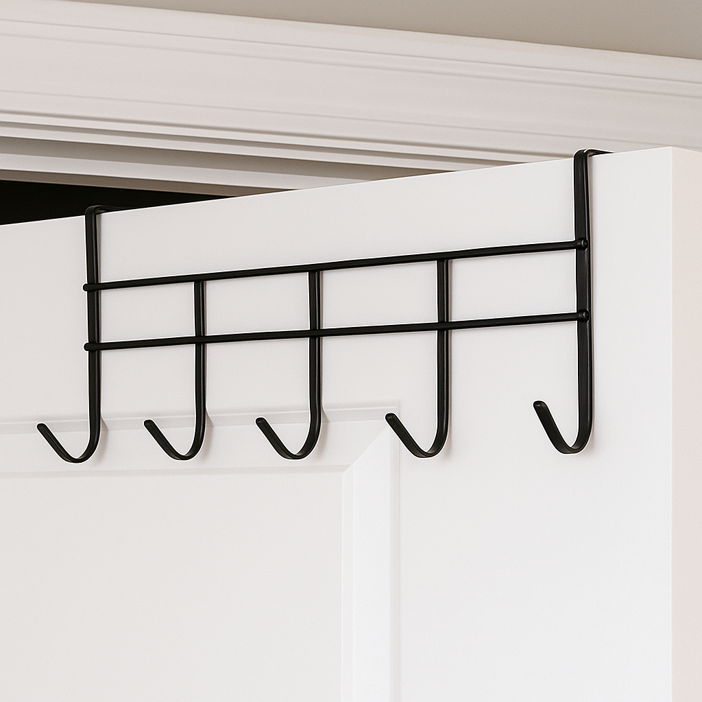 Suporte Cabide de Porta Com 6 Ganchos Organizador Multiuso Para Quarto Banheiro Cozinha