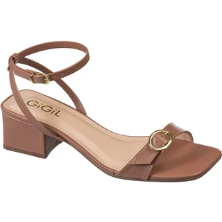 Sandália Feminina Salto Médio Bloco Enfeite Metalizado Tira Fivela Confortável Estilo Moderno GiGiL em Oferta na Shopee