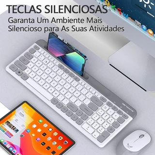 Teclado Com Fio Wireless Portátil Eficiência Energética Compatível Mac Window Branco Cinza Knup