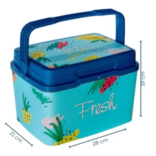 Caixa Térmica Cooler 7 Litros Estampada Para Camping Praia Piquenique Arqplast - Rosa Ou Azul