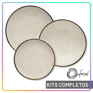Aparelho de Jantar Oxford Brisa Jogo de Pratos Rasos, Fundos e Sobremesa Cerâmica com Opções de Kit