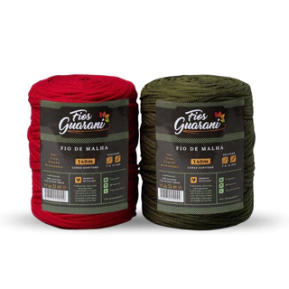 Kit Natal com 2 unidades de Fio Malha Guarani Residual de 140m - Verde Musgo e Vermelho Rubi