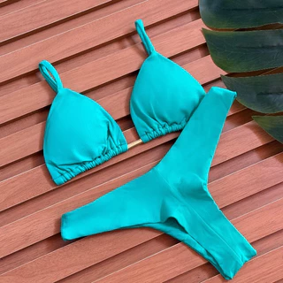 Biquíni asa delta calcinha fio duplo bojo removível busto cortininha em Oferta na Shopee