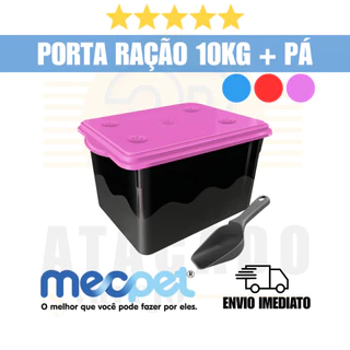 Container Porta Ração 10KG + Pá Dosadora 20L Guarda Rações Pote Hermético Caixa Organizadora Mec Pet