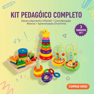 Kit Brinquedos Pedagógicos Infantil Educativos 3 em 1 • Coordenação e Aprendizado , concentração