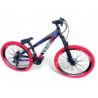 Bike Aro 26 Vikingx Tuff X25 Freeride Downhill 21v Vmaxx DH Freio a Disco Garfo Suspensão Pneu Flame em Oferta na Shopee