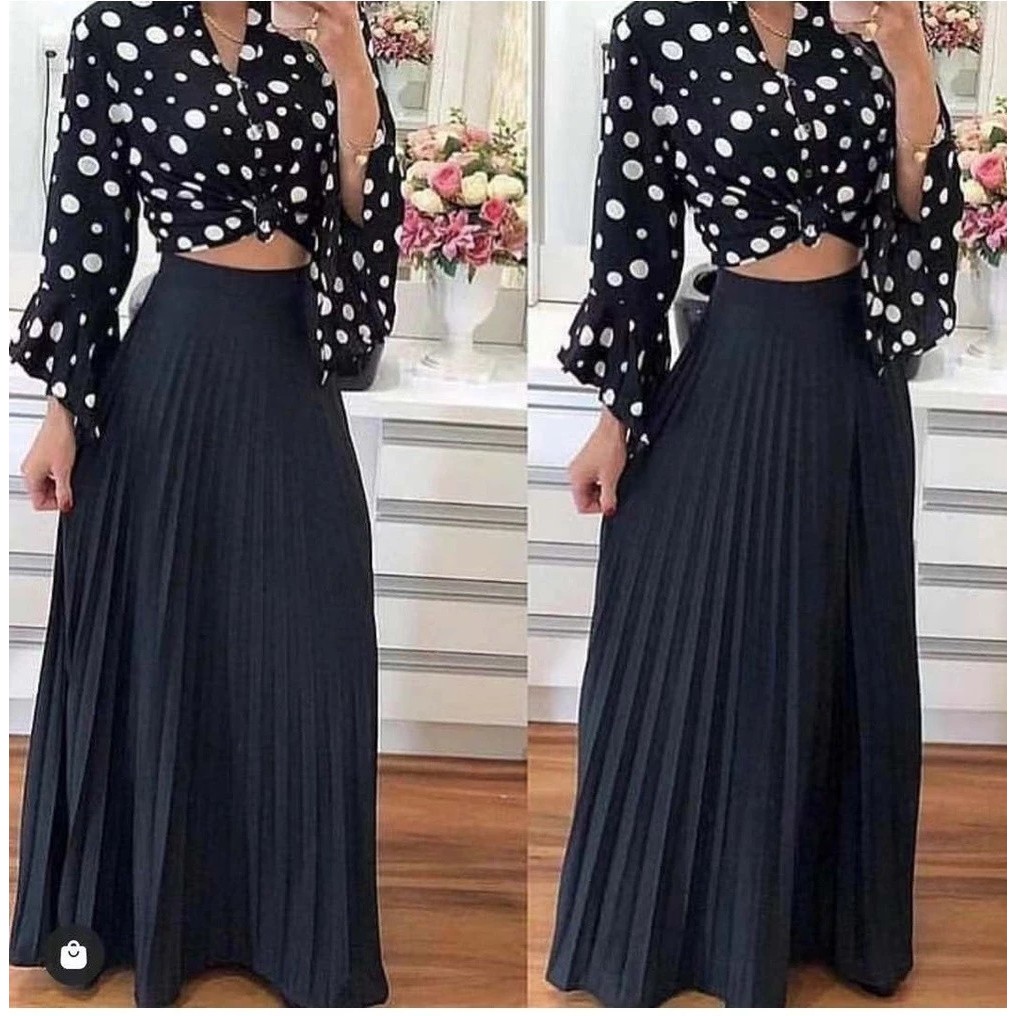 Saia Plissada Longa Evangélica Elegante Forrada Lisa | Shopee Brasil