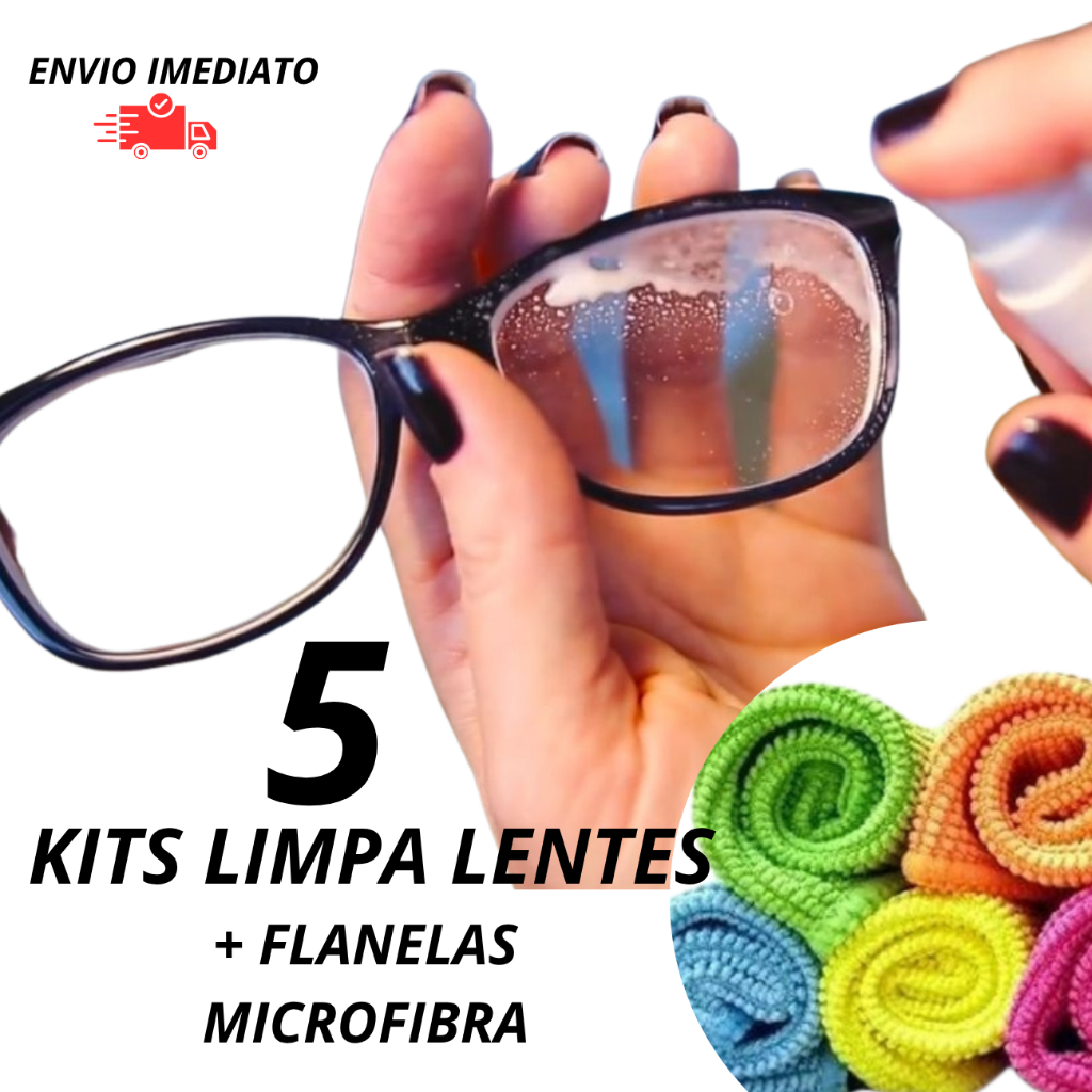 Kit Limpa Lentes + Lenço Microfibra Para Limpeza de Óculos de Grau ...
